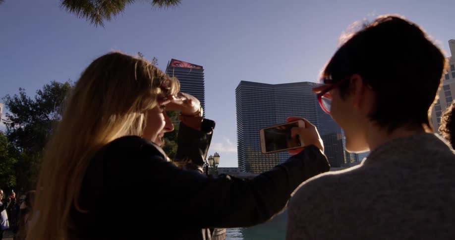 People are watching shooting water fountain at las vegas hotel