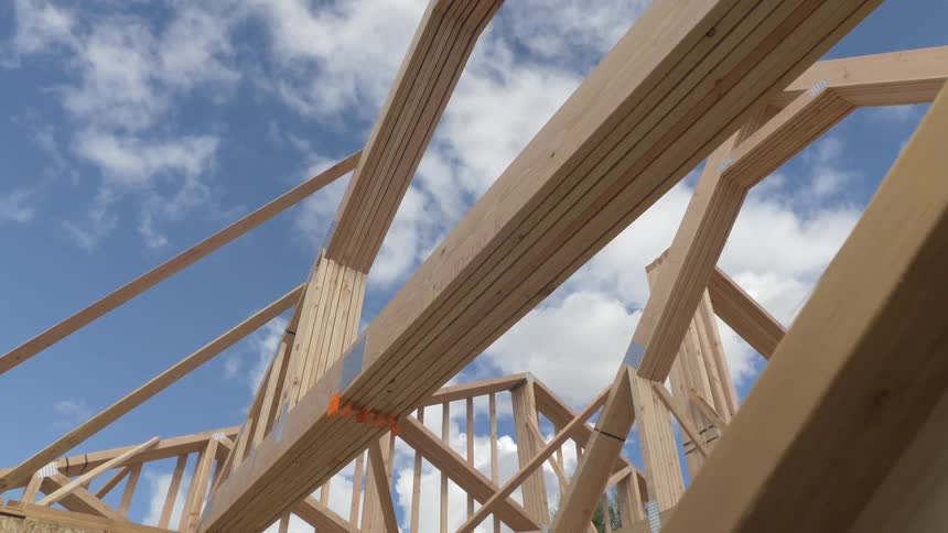 The sun is shining on the wooden frame