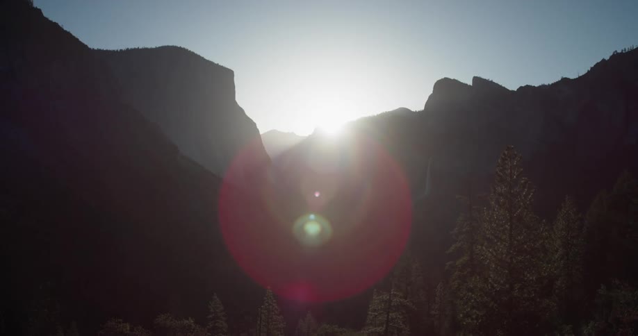 The sun sets over mountains in the wilderness
