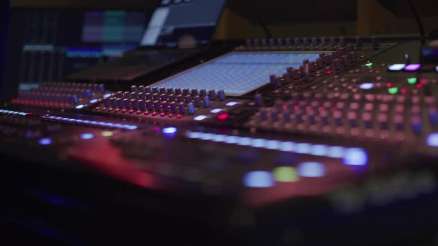 The sound board has many switches