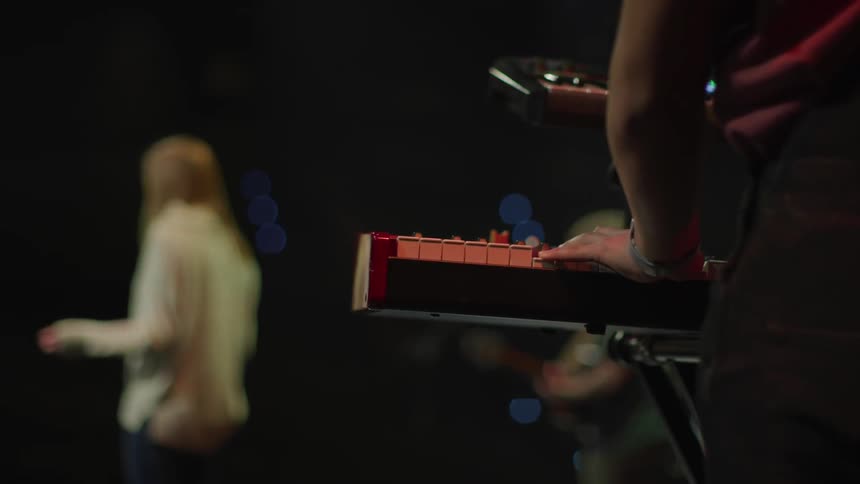 A band performs on a stage