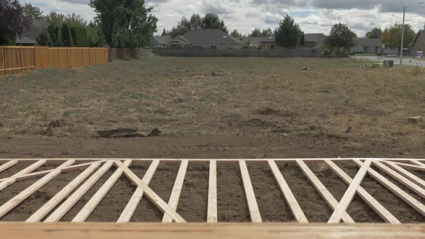 Construction site of house being built in neightborhood