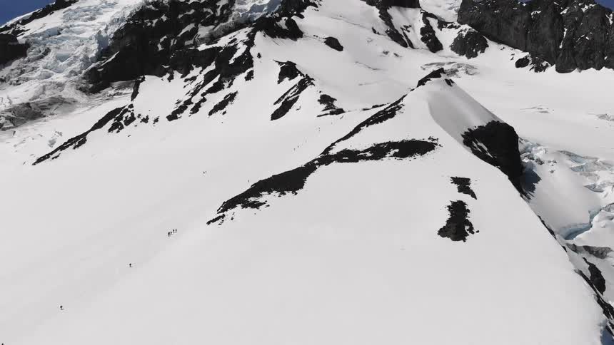Snow covered mountains on a clear day