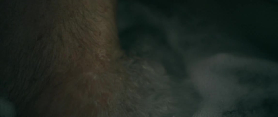 The water is bubbling around the person