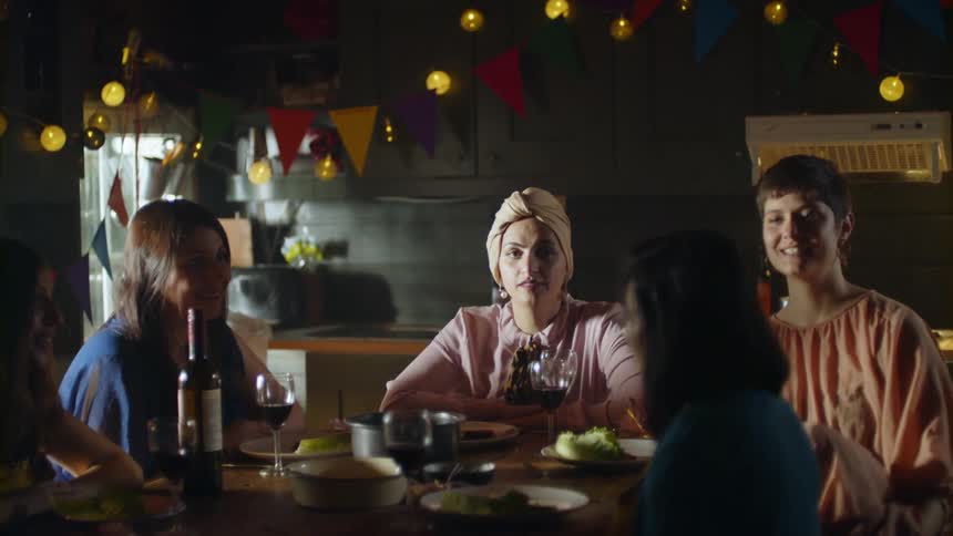 Family And Friends In Dark House
