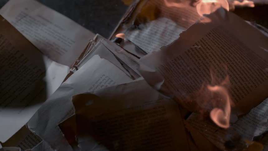 The pages of the book are all burning up