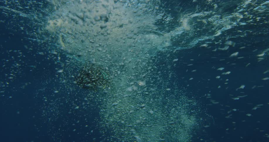 The diver is splashing in the water