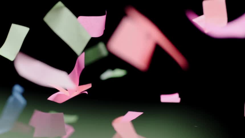 Many colored streamers fall into black area