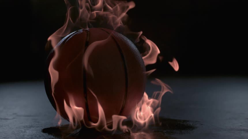 A basketball is on fire
