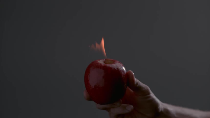The apple is slowly igniting