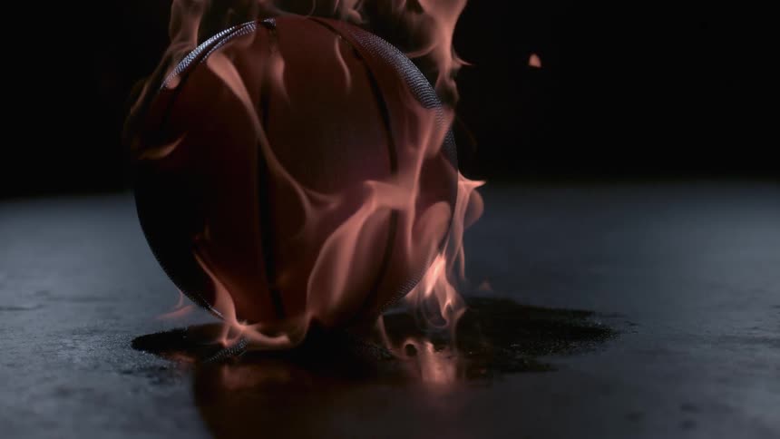 A basketball is on fire