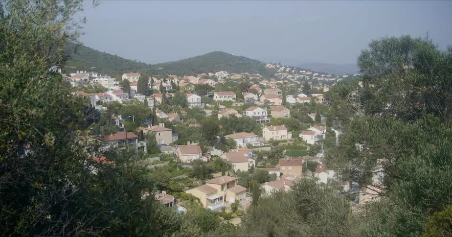 The town sits on the green hills