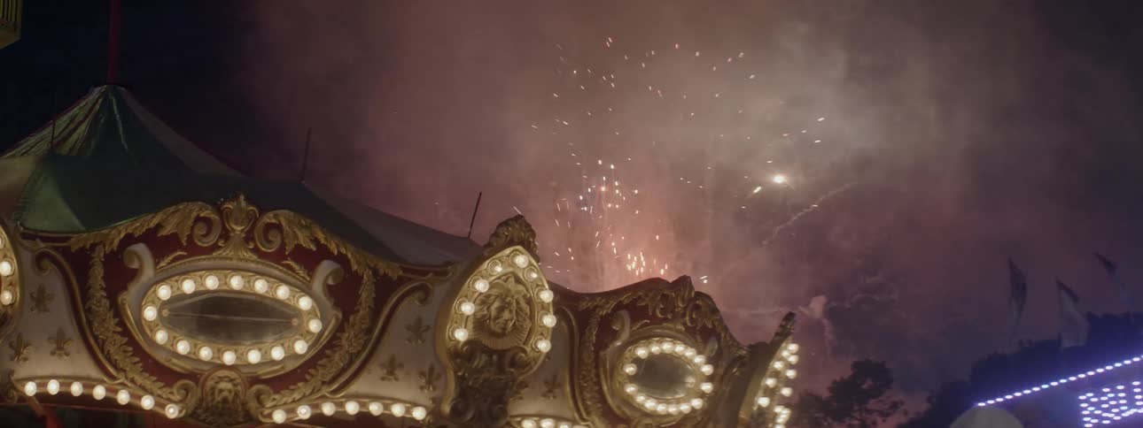 The sparks shoot into the sky from the fireworks