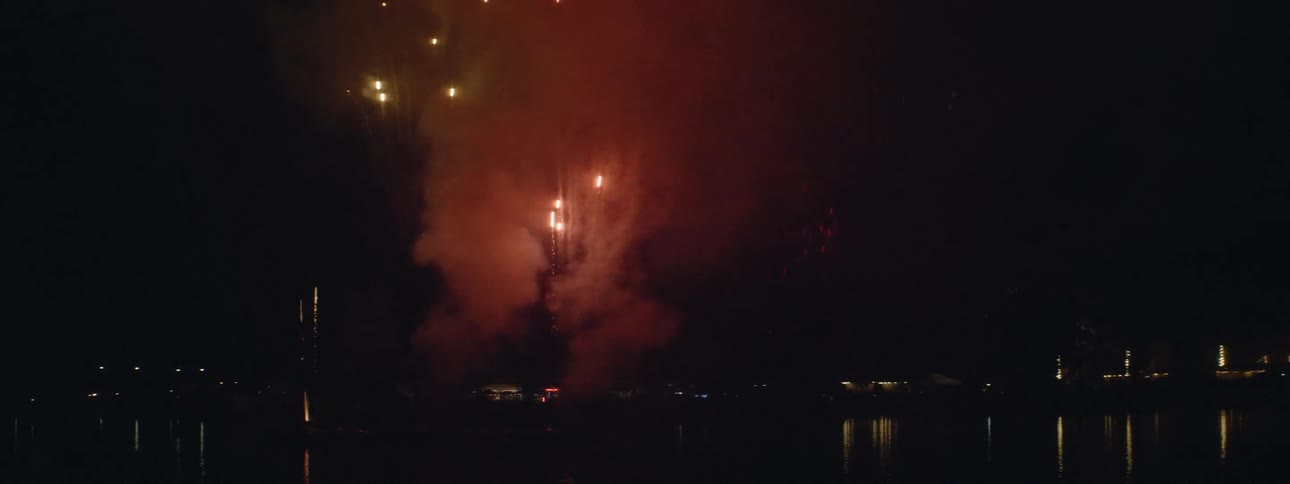 Fireworks explode in the night sky
