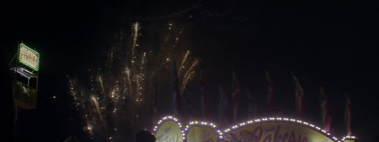 Fireworks explode in the night sky at the carnival