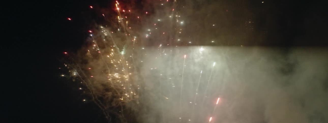 Fireworks explode in the night sky