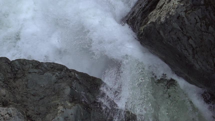 An overhead shot of a waterfall
