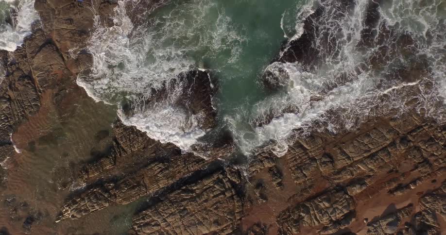 Aerial view of a rocky beach