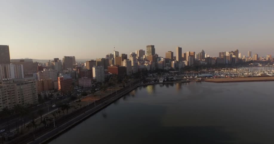 A view of a city skyline and the harbor