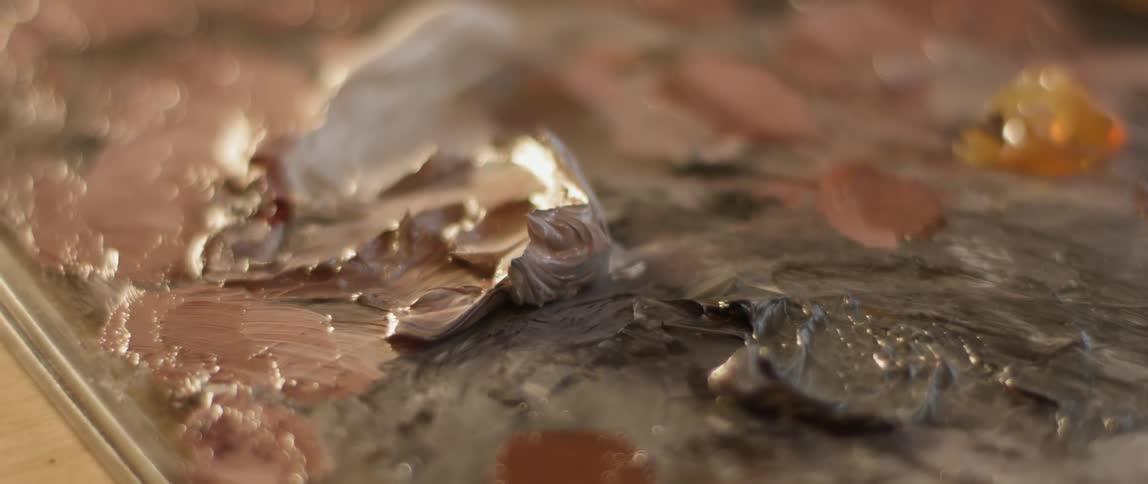 The canvas is full of paint