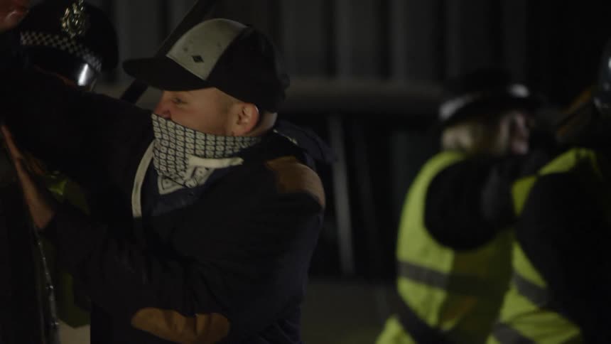 The protestors battle the police