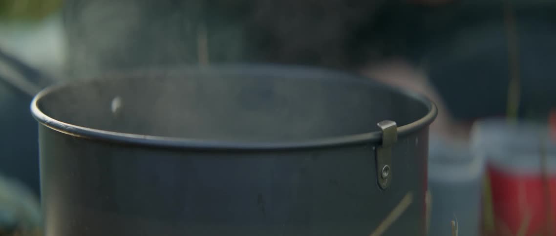 The pot is mixed as it is boiling