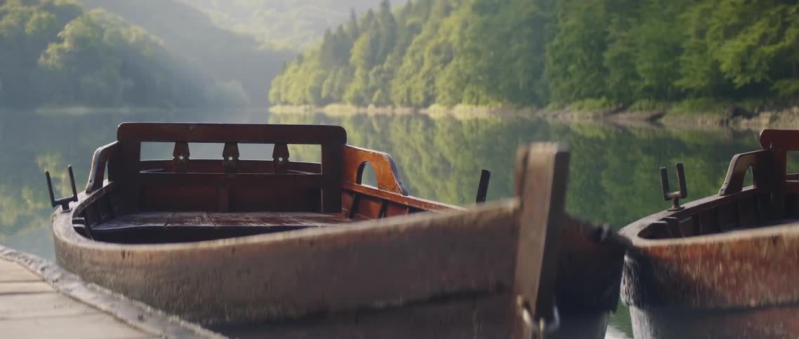 Rowboats on a Mountain Lake