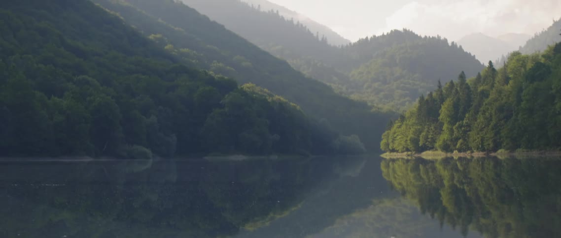 The water in the lake is calm
