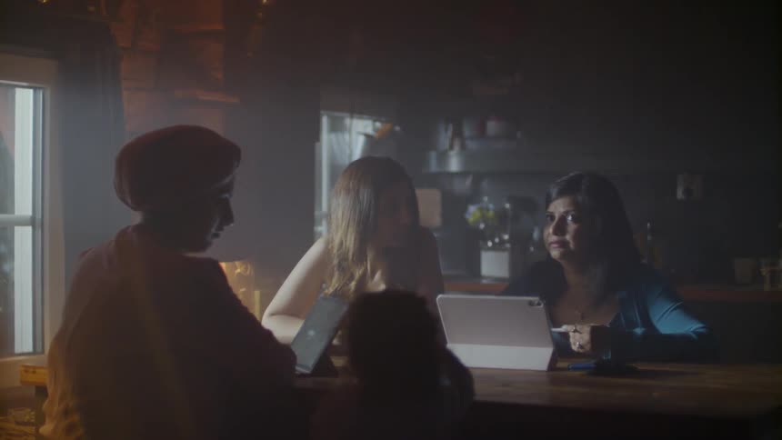 Family And Friends In Dark House