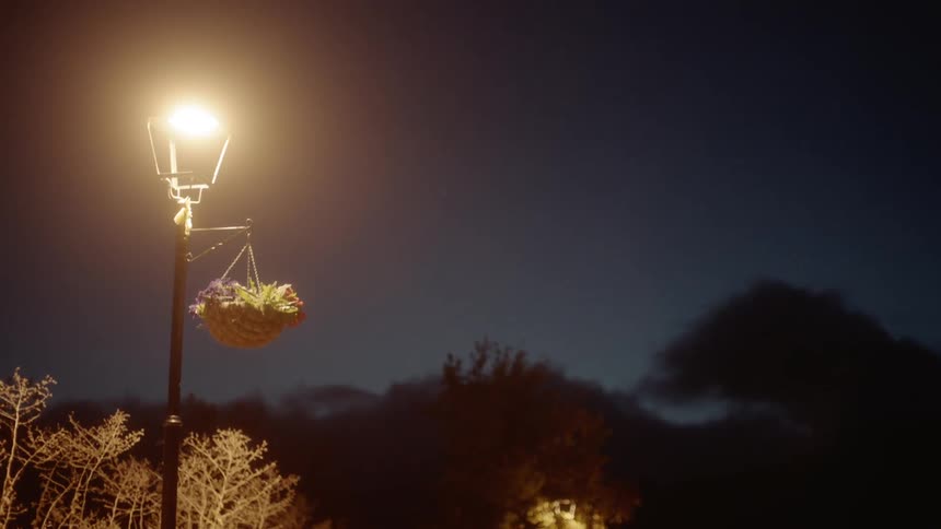 The lamp is lighting the night sky