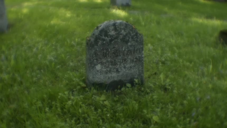 Gravestone in a cemetery surrounded by grass