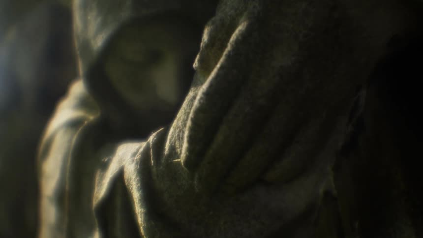 The sun is shining on the statue