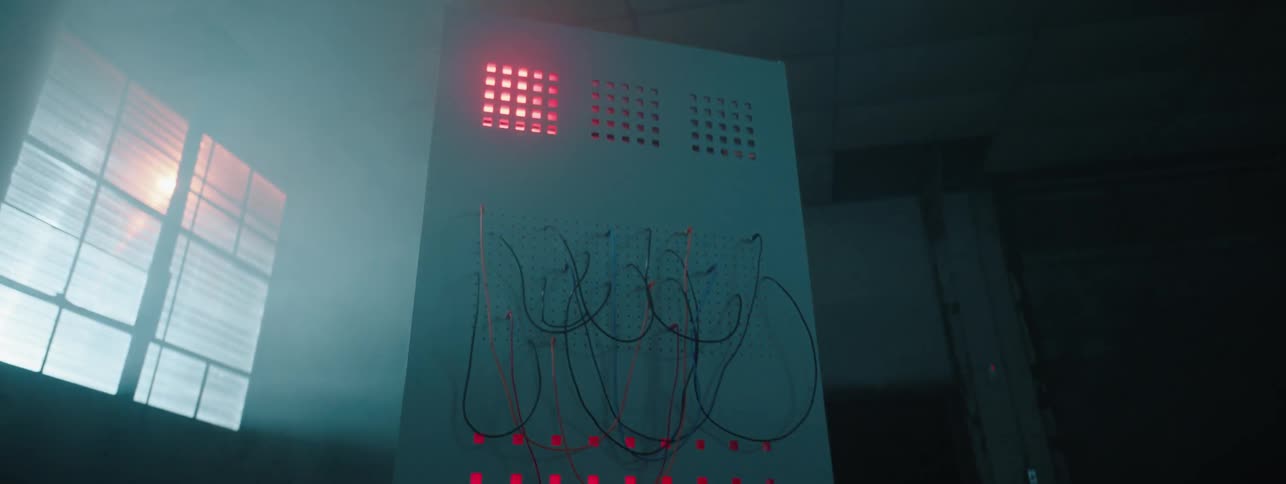 Red light rotates in box with wires attached