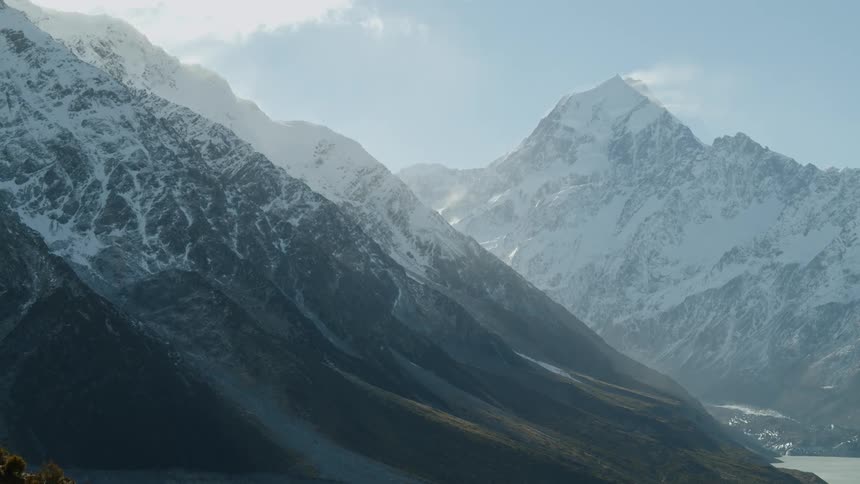 Snowy mountains on a sunny day