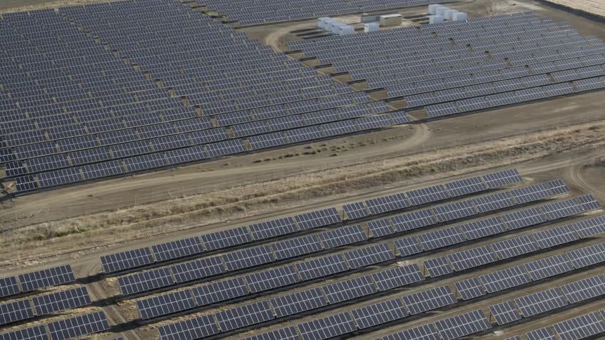 Flying high over a vast solar farm