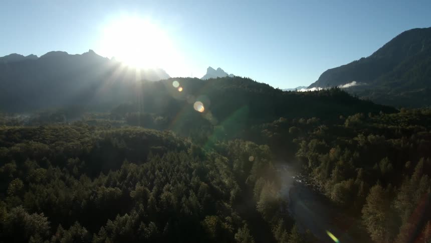 Sun is shining on a valley