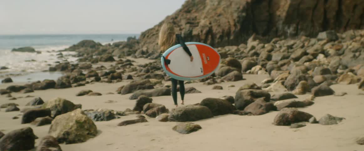 Young Woman Meditating And Surfing