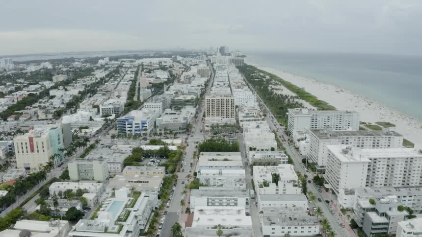 A beach front town full of condos and houses