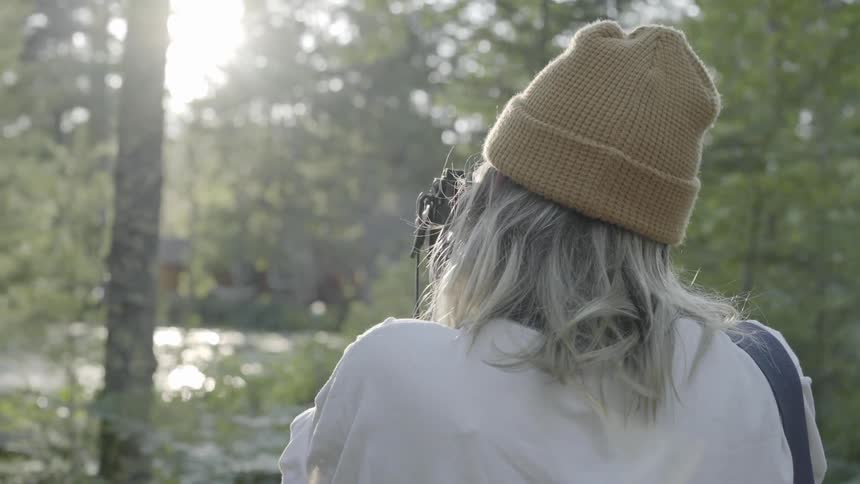 Girls Staying At Cabin In Nature