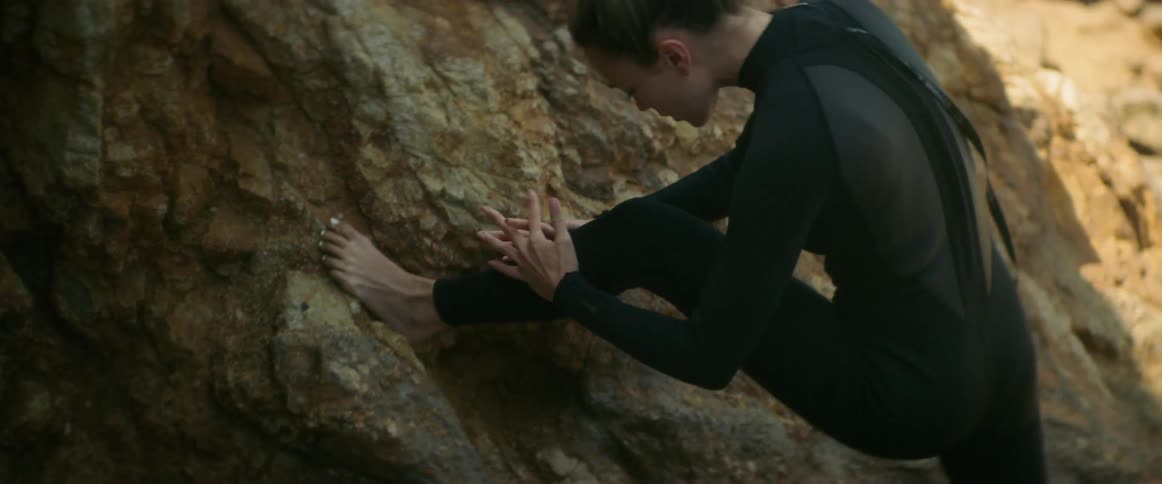 Young Woman Meditating And Surfing