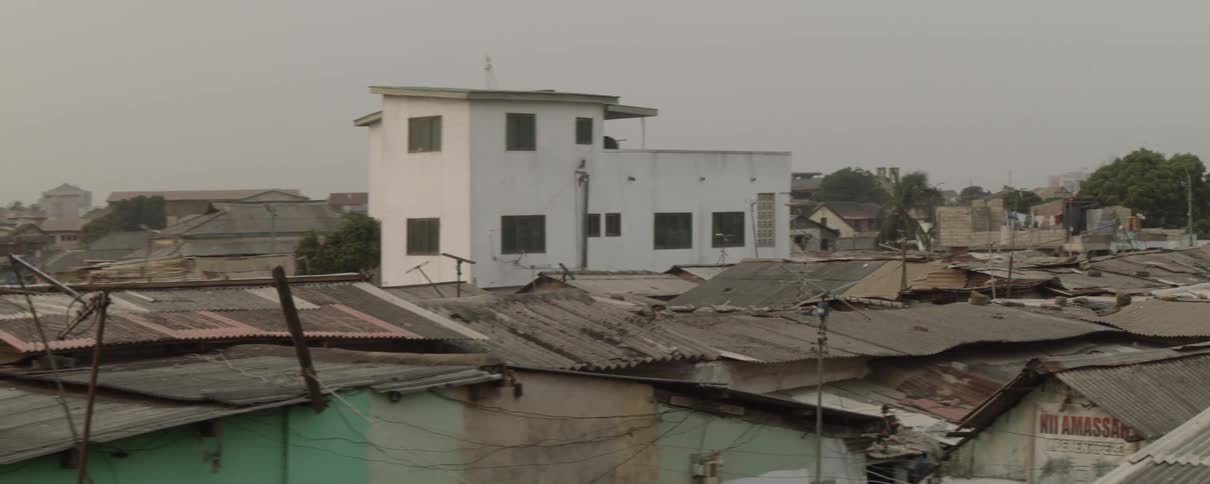 Ramshackle houses in a village