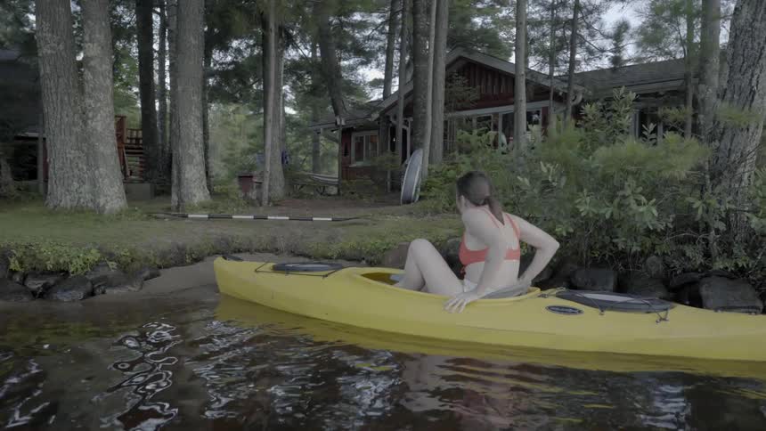 Girls Staying At Cabin In Nature