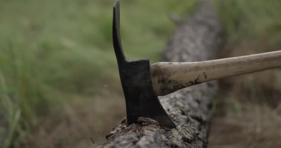 A man is chopping wood