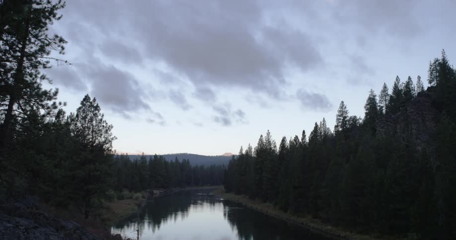 Clouds passing over a lake
