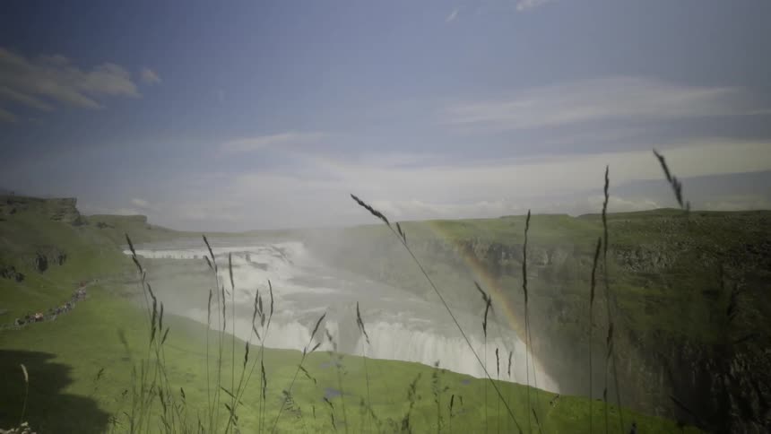 A waterfall rolling down a cliff side