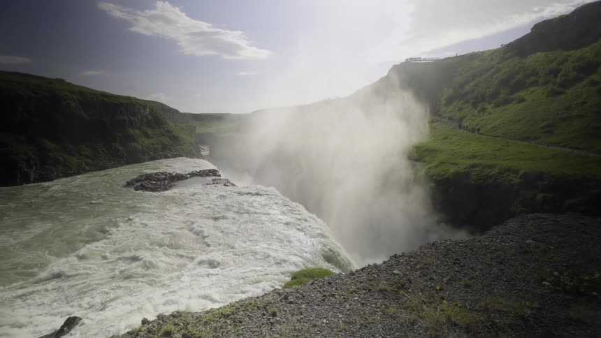 Water is falling off a cliff