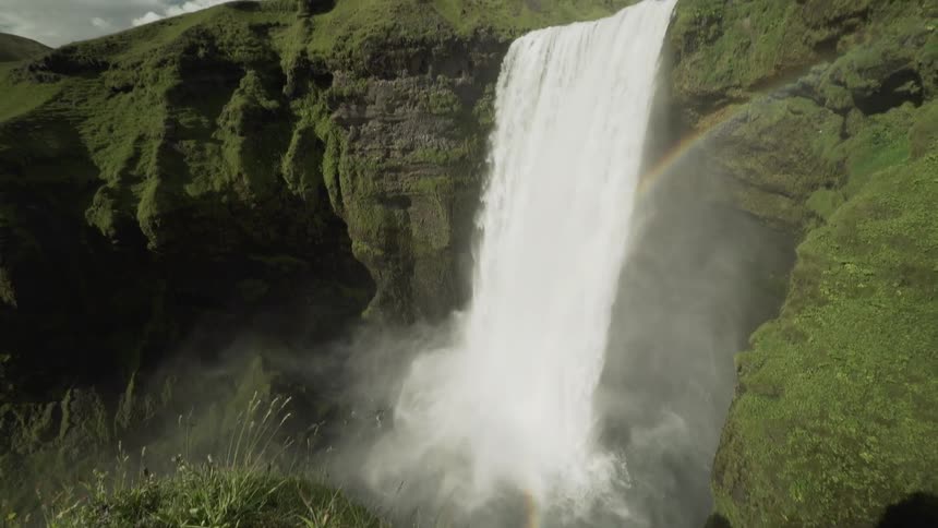 Water is falling off a cliff