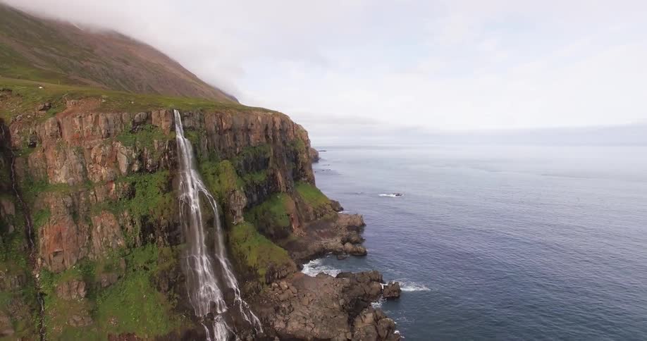 Water is falling into the ocean
