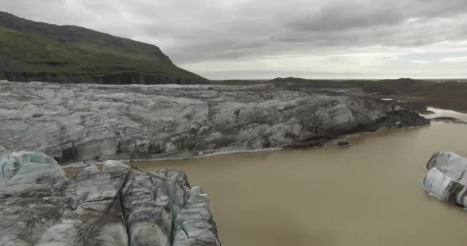Aerial view of a rocky lake