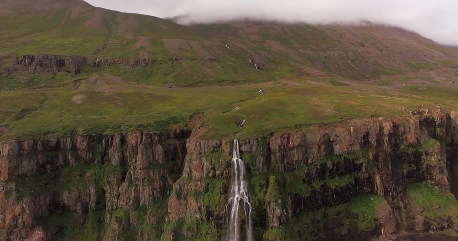 Water is falling off a cliff